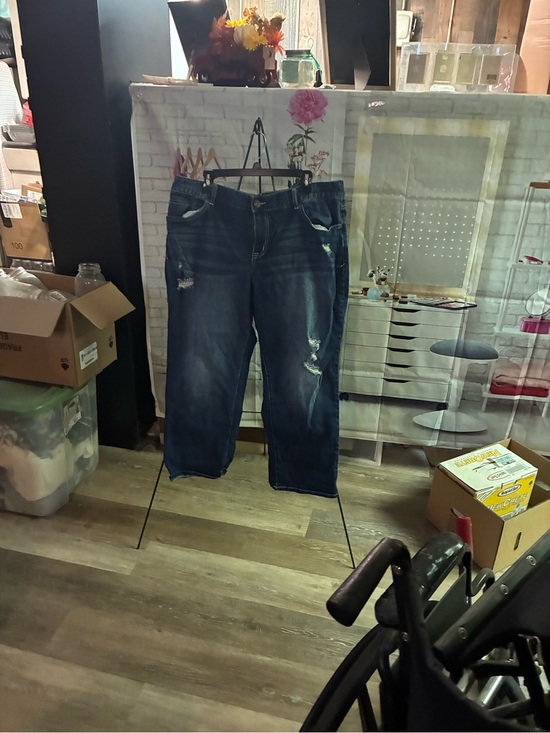 Maurices Denim - Maurices Women's Straight Leg Distressed Jeans - Dark Wash Blue